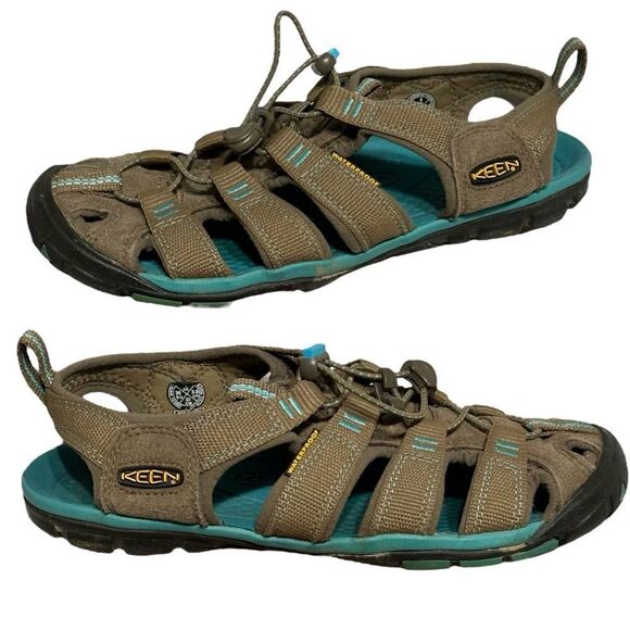 KEEN 'Clearwater CNX' Brown/Turquoise Waterproof Hiking Water Sandals Sz 6 - Picture 3 of 6